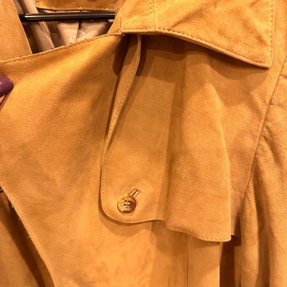 Punto 100% Suede Leather Trench Coat Tan Coffee - Picture 9 of 10